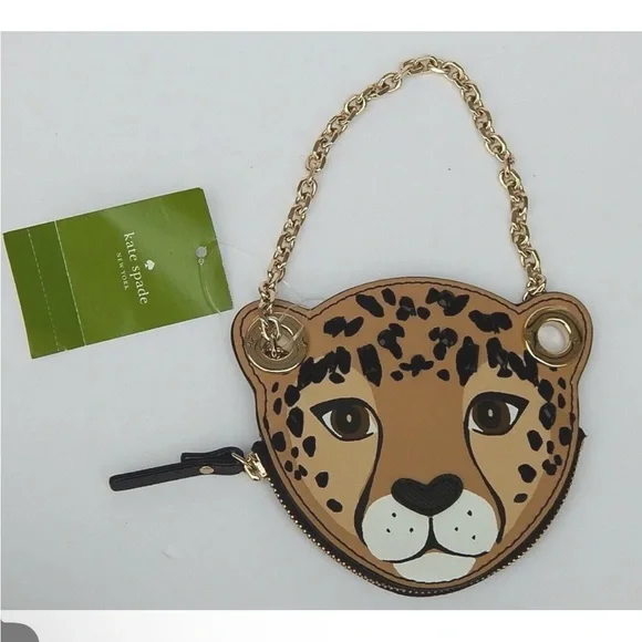KATE SPADE RUN WILD LEOPARD COIN PURSE WALLET LEATHER JEWELED AUTHENTIC NEW - Picture 3 of 6